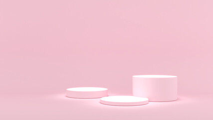light pink stand on a light pink background,mock up podium for product presentation,3D rendering