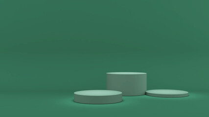 Dark green stand on a dark green background,mock up podium for product presentation,3D rendering