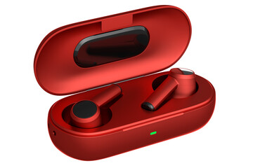 3D rendering of wireless earphones for workouts or listening streaming servicess