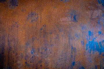 Hintergrund Wand abstrakt Metallplatte rostig rot blau © dietwalther