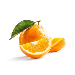 Fresh oranges isolated on white background - Close up