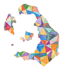 Hand-drawn map of Santorini, Greece, in a playful, colorful vector style.