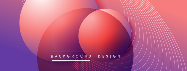 Fototapeta premium Gradient circles with shadows. Vector techno abstract background. Modern overlapping forms wallpaper background, design template