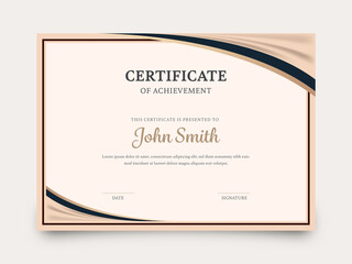 Certificate Of Achievement Template Layout In Beige Color.