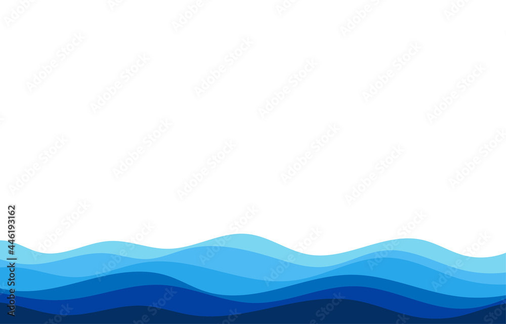 Sticker blue natural water ocean wave fluid layer vector background.