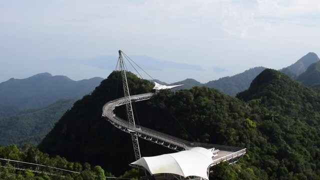Suspended Sky Bridge panoramic view on Langkawi Island, Malaysia
