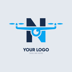 Letter N Drone Logo Design Vector Icon Graphic Emblem Illustration 