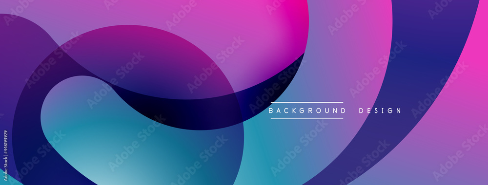 Poster abstract overlapping lines and circles geometric background with gradient colors