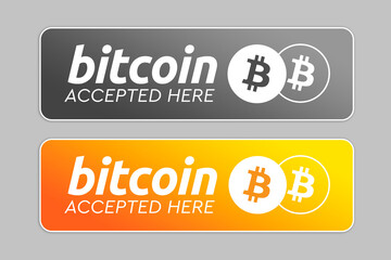 Virtual Money Cryptocurrency. Bitcoin accepted here. Bitcoin BTC Logo accept payment by crypto currency. Digital money concept