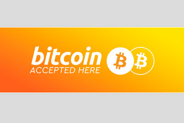 Obraz premium Bitcoin accepted here. Bitcoin BTC Logo accept payment by crypto currency. Virtual digital money Cryptocurrency concept