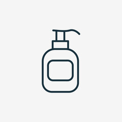 Sanitizer Bottle with Pump Line Icon. Disinfect Gel for Hand Wash Linear Pictogram. Antibacterial Liquid Soap for Virus and Dirty Protection Icon. Editable Stroke. Isolated Vector Illustration