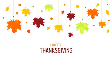 Fototapeta na wymiar Happy thanksgiving background. Autumn leaves isolated. Autumn banner. Vector illustration