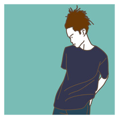 Young Male , illustration 
portrait of modern Fashionable man 
