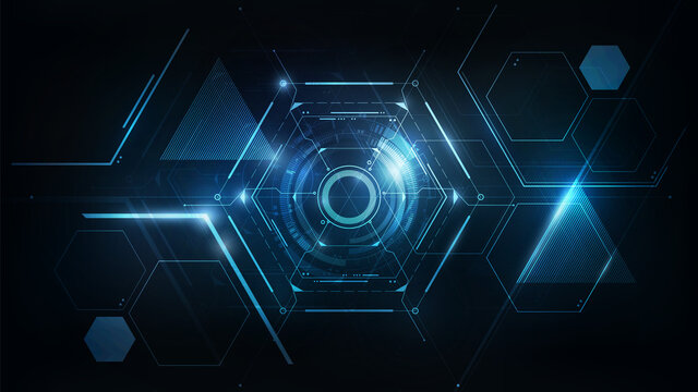 Hexagon abstract futuristic electronic circuit technology background concept, vector illustration	
