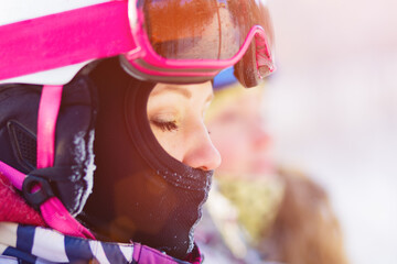 The alpine skier concentrated before descending from the mountain
