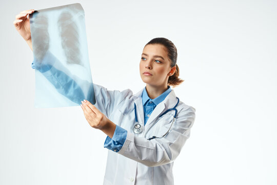 female doctor in white coat medicine x-ray examination