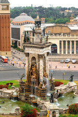 Fototapeta na wymiar Plaza de Espana, the monument with fountain in Barcelona