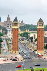 Plaza de Espana, The Venetian Towers and The Palau Nacional in Barcelona