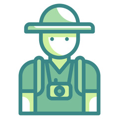 tourist blue line icon