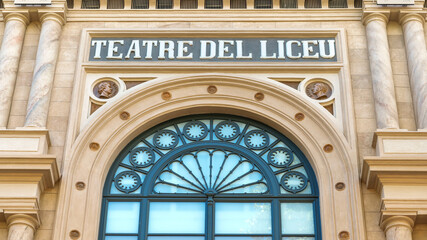 Close view of the Grand Teatre Del Liceu in Barcelona