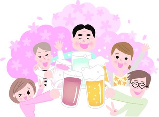 お花見しながら乾杯