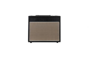 black guitar amplifier isolated on white background