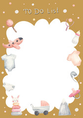 baby shower, watercolor illustration on white background