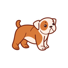 Bulldog. Cute dog character. Vector illustration in cartoon style for poster, postcard.