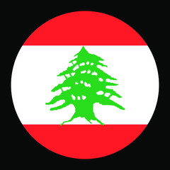 Lebanon vector flag circle isolated on black background. Asia country. Middle east state. Lebanon badge banner.