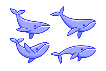 Cartoon whale sketch line icon. Kawaii animals icons set. Childish print for nursery, kids apparel, poster, postcard, pattern.