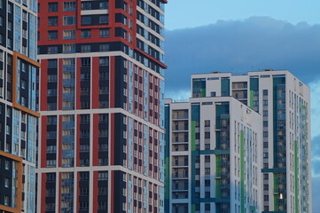 Naklejka premium Geometric pattern. It is formed by parts of the facades of city buildings.