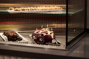 Turkish colorful desserts for picking up from buffet for hotel system of all-inclusive. Copy space