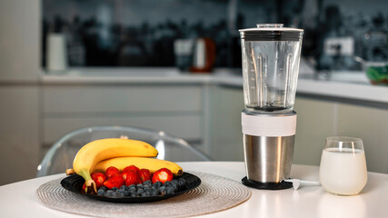 Ingridients and instruments on the table for milkshakes