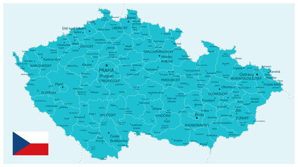 Czech Republic Map Aqua Color