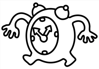Walking Clock Cartoon Drawing