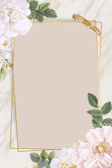Rectangle rose frame on marble background vector