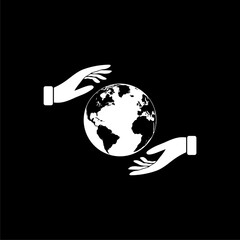 Earth Care icon isolated on dark background