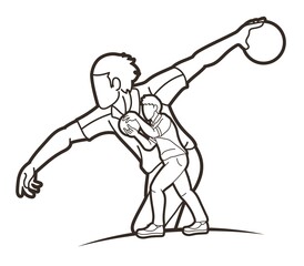 Group of Bowling Sport Male Players Graphic Vector
