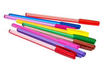 Multicolor rainbow pens isolated on the white background
