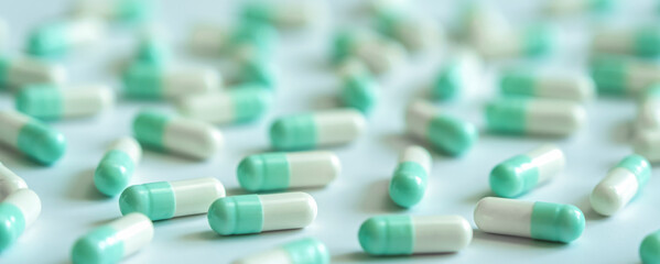 Pills. Medicines in capsules. Pain reliever.