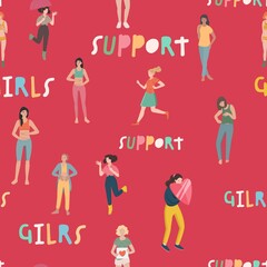 Girl power seamless pattern. Woman rights concept.