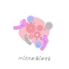 Microbiota cartoon character in a trendy style