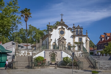 Fototapeta na wymiar Exterior view of the Church of Nossa Senhora da Conceicao , a rococo icon from the 18th century