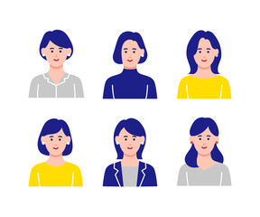 女性　ベクター　イラスト　セット