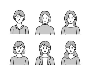 女性　ベクター　イラスト　セット