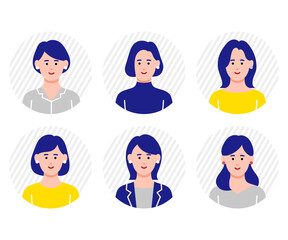 女性　アイコン　ベクター　イラスト　セット