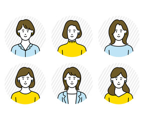 女性　アイコン　ベクター　イラスト　セット