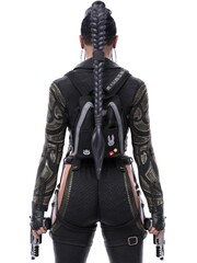 3D rendering illustration of a girl with a gun