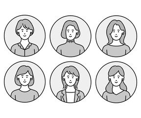 女性　アイコン　ベクター　イラスト　セット