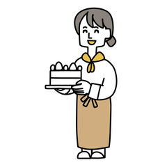 ケーキを作っているパティシエのイラスト